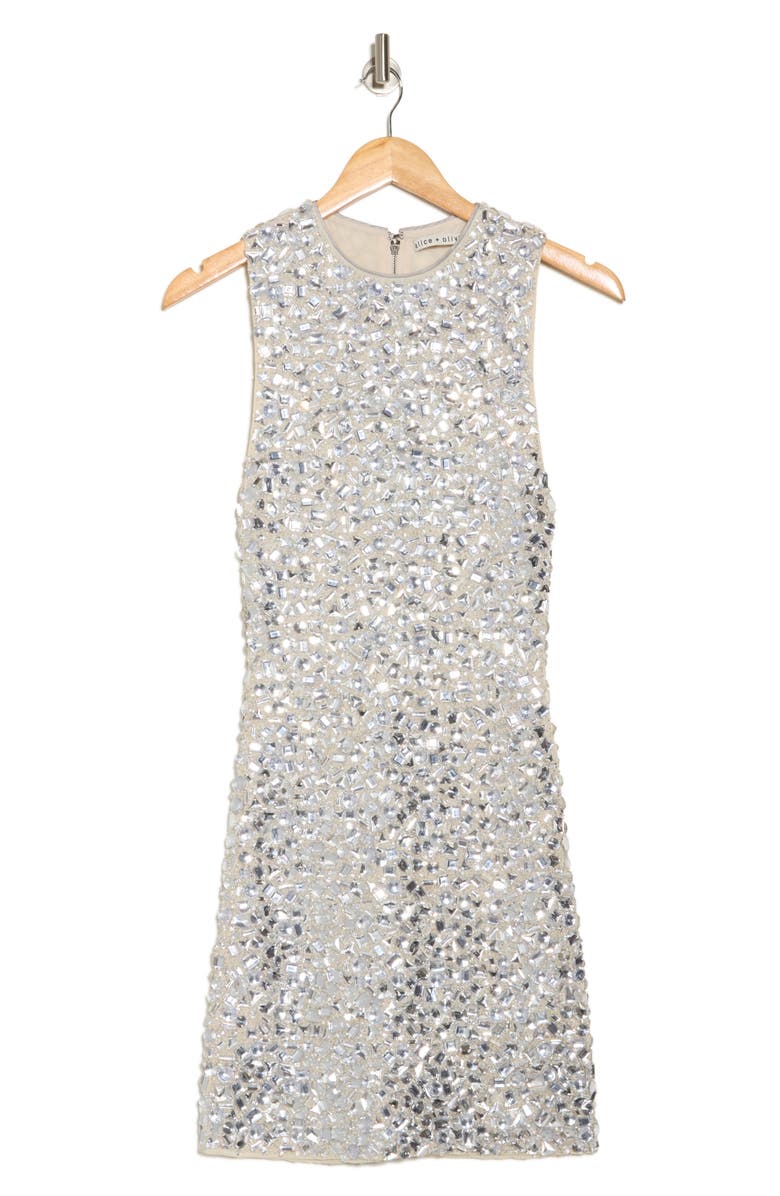 Alice + Olivia Wynell Crystal Embellished Sleeveless Dress, Alternate, color, 