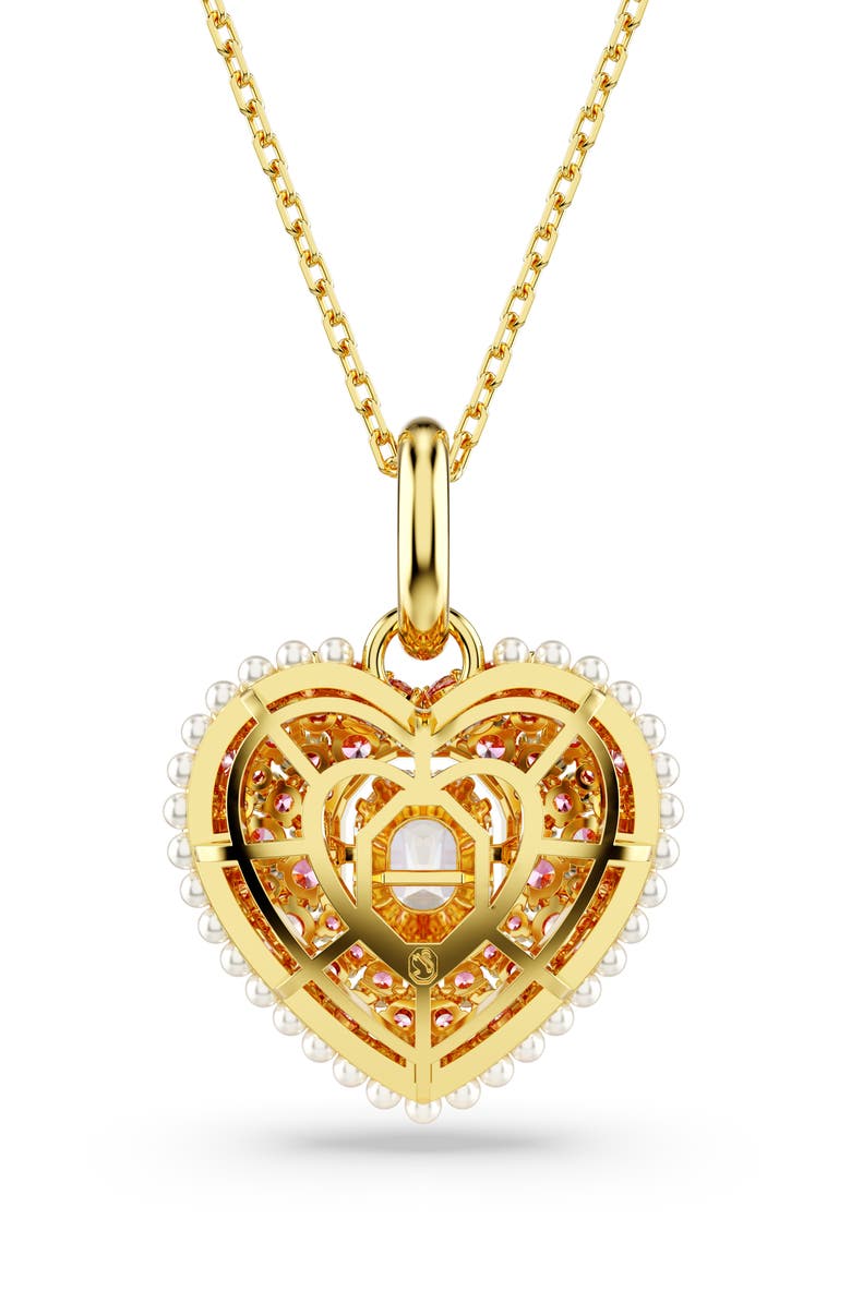 Swarovski Idyllia Crystal, Faux Pearl & Cubic Zirconia Heart Pendant Necklace, Alternate, color, Pink