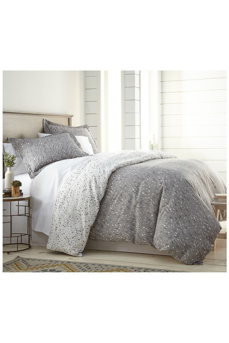 Botanical Leaves - Luxury Premium Oversized Reversible Duvet Cover, Alternate, color, BOTANICAL FOREST GREY