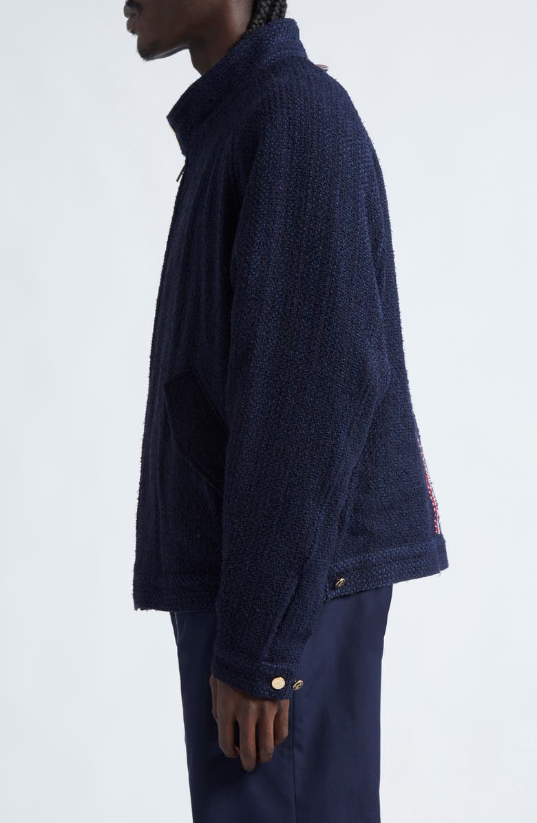 Thom Browne Raglan Sleeve Tweed Jacket, Alternate, color, Navy