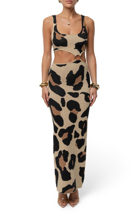 Zahara Print Sleeveless Maxi Sweater Dress