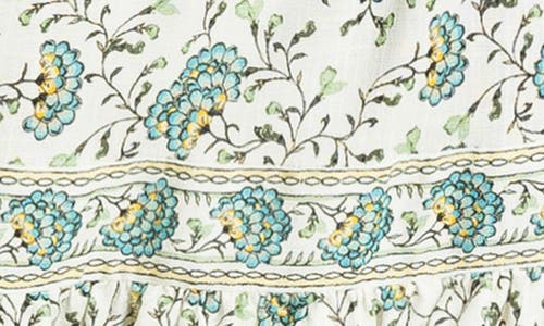 Max Studio Floral Smocked Maxi Dress In Cream Teal Bloom