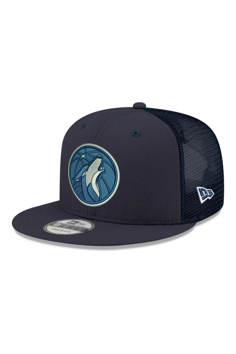 Men's New Era Navy Minnesota Timberwolves Core Logo Meshback 9FIFTY Snapback Hat, Main, color, Navy