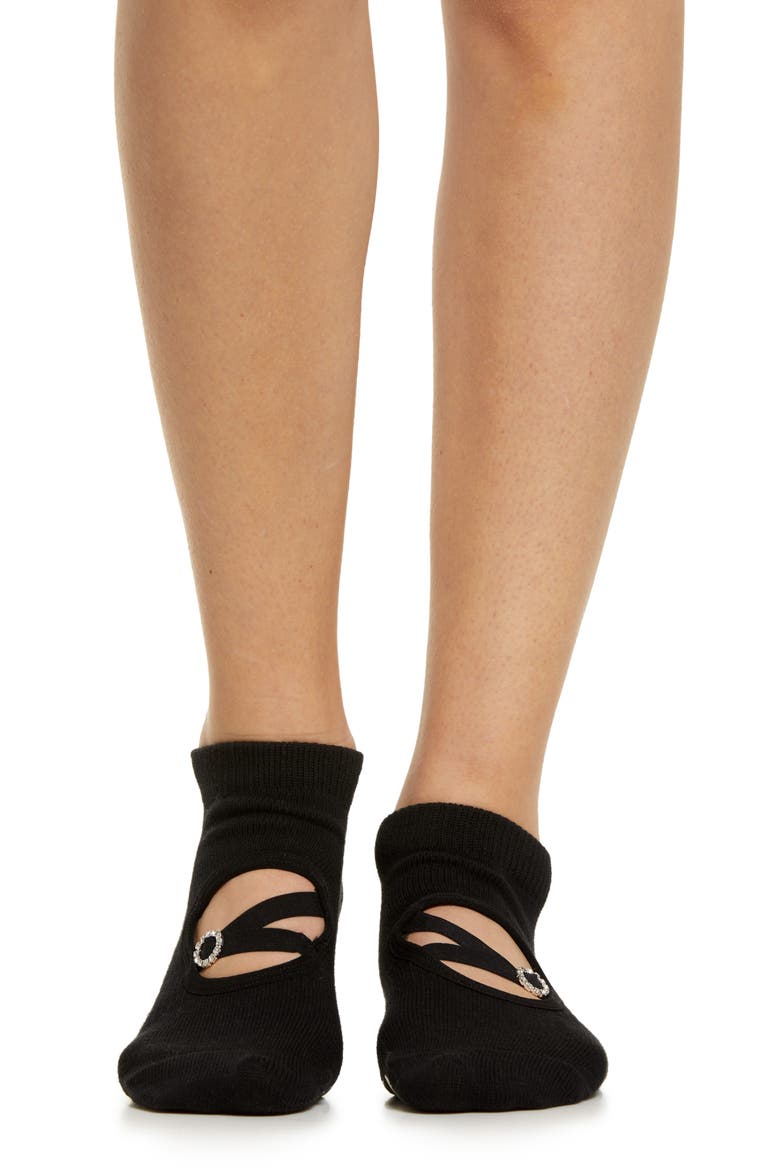 Rhinestone Buckle No-Slip Socks, Alternate, color, BLACK