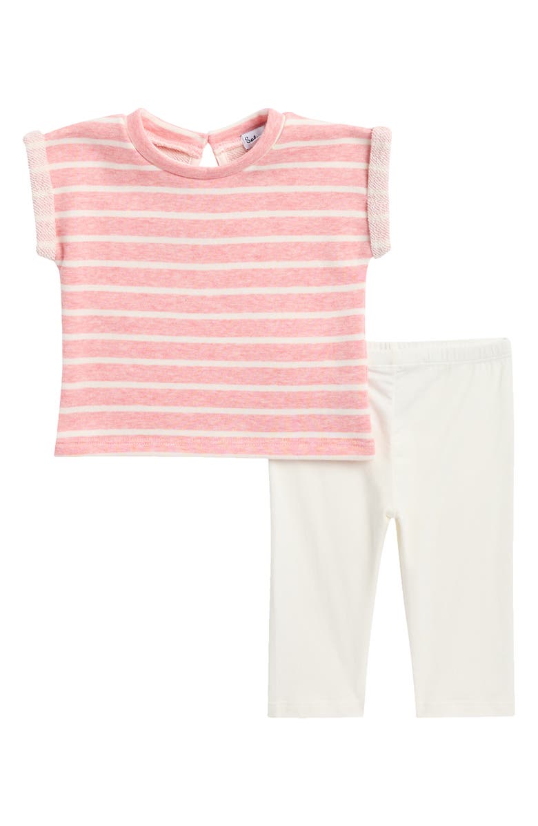 Splendid Stripe Top & Leggings Set, Main, color, Moonstone
