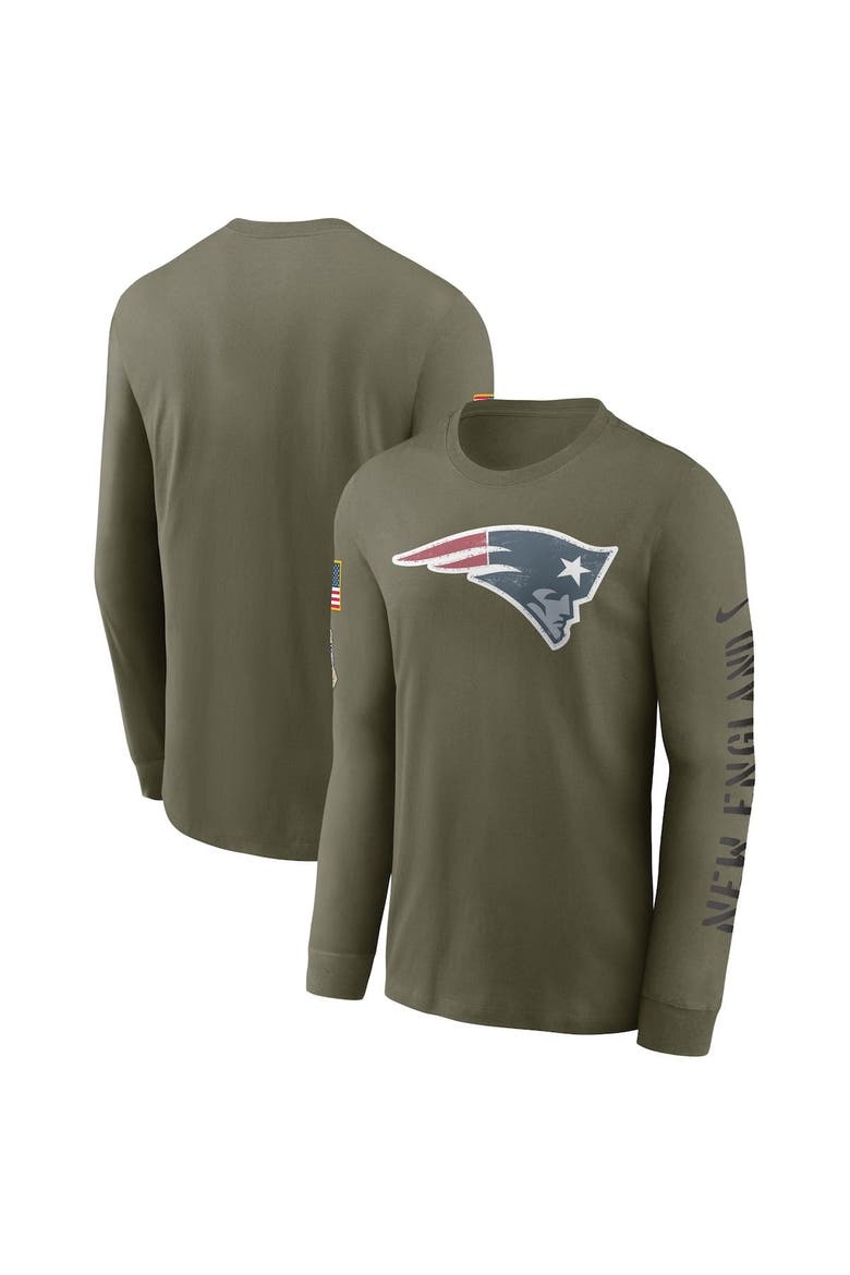 Men's Nike Olive New England Patriots 2022 Salute To Service Long Sleeve T-Shirt, Alternate, color, Olive
