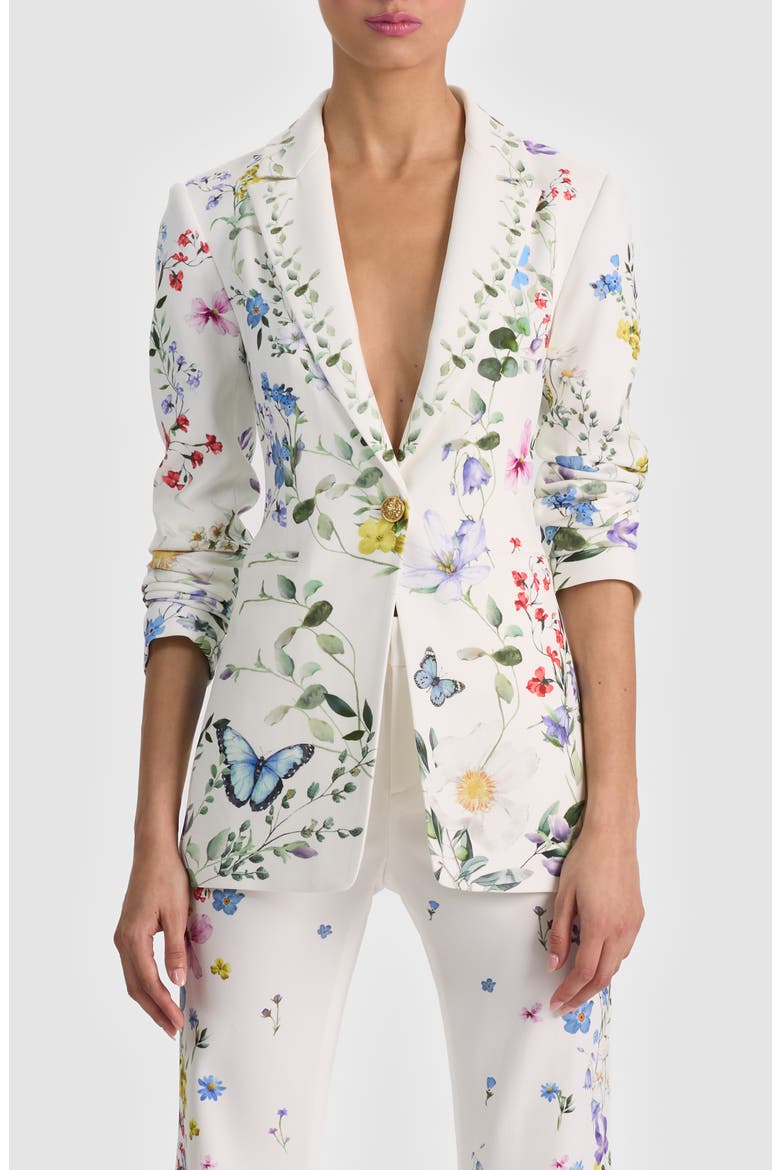 Breann Floral Print Blazer, Main, color, TWISTING VINES OFF WHITE