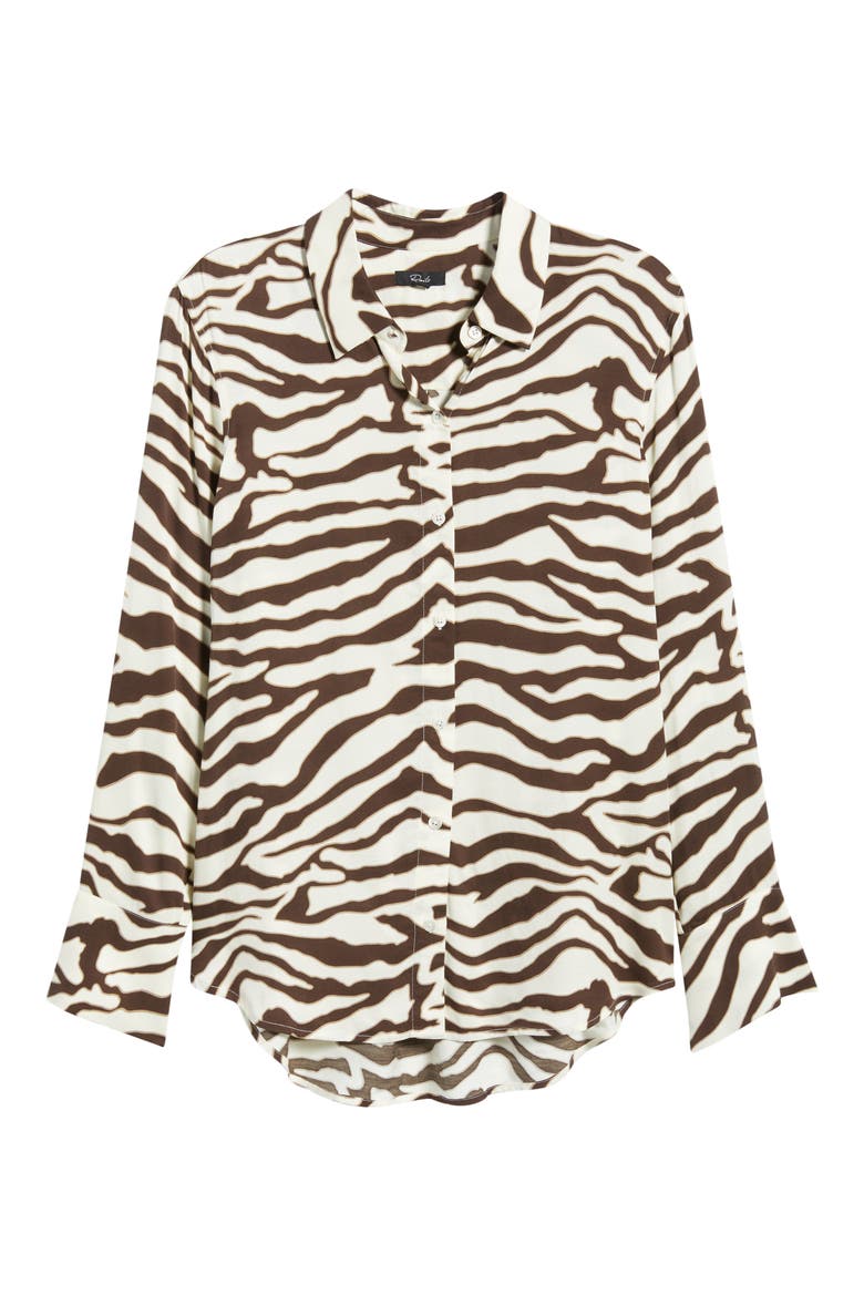 Saige Zebra Stripe Button-Up Shirt, Alternate, color, ESPRESSO ZEBRA