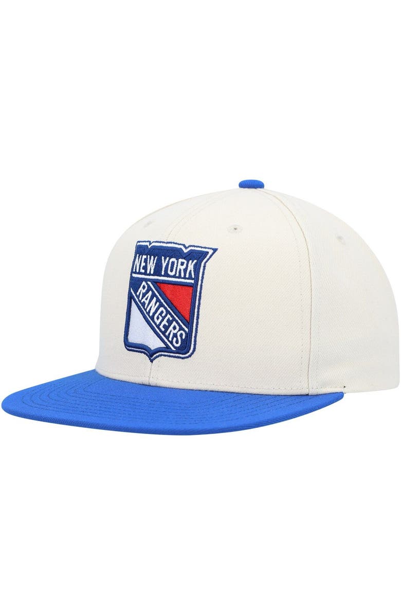 Mitchell & Ness Men's Mitchell & Ness Cream/Blue New York Rangers Vintage Snapback Hat, Alternate, color, 