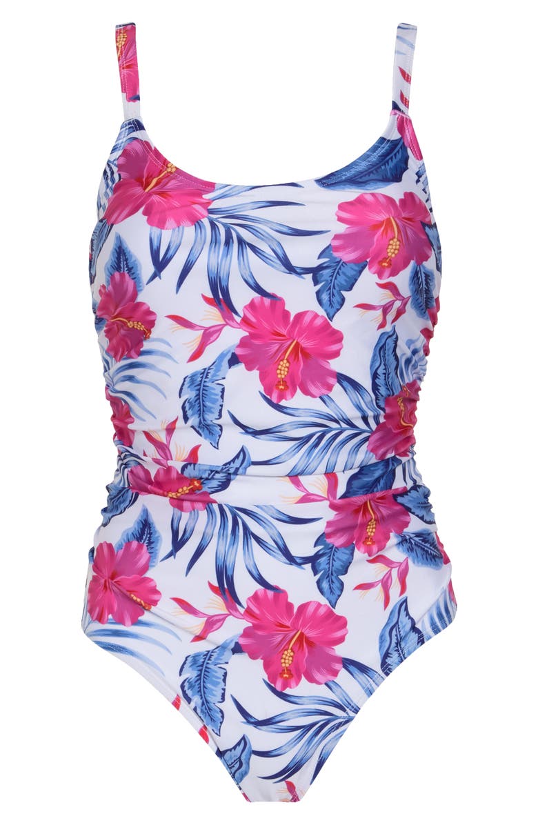 Nicole Miller Side Ruching One-Piece Swimsuit, Alternate, color, 