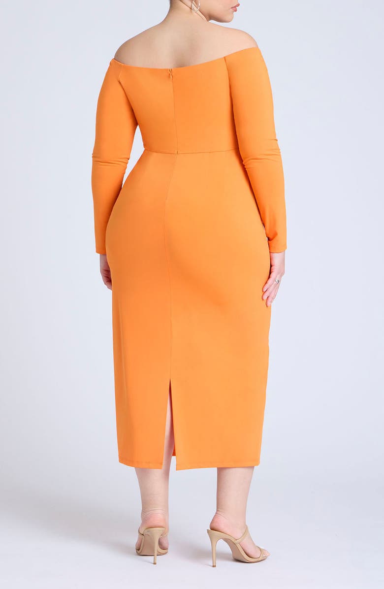 ELOQUII Off the Shoulder Long Sleeve Midi Dress, Alternate, color, 