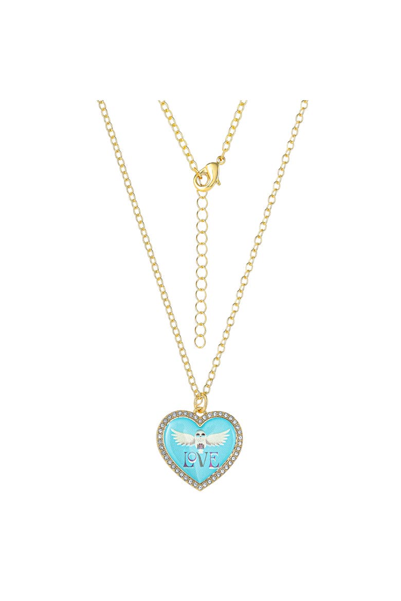 Hedwig Heart Necklace With Crystals, 16"+2", Alternate, color, Metallic Gold