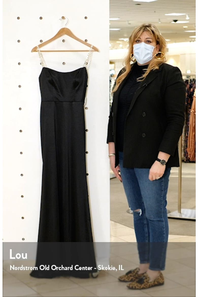 Square Neck Embellished Strap Sheath Gown video