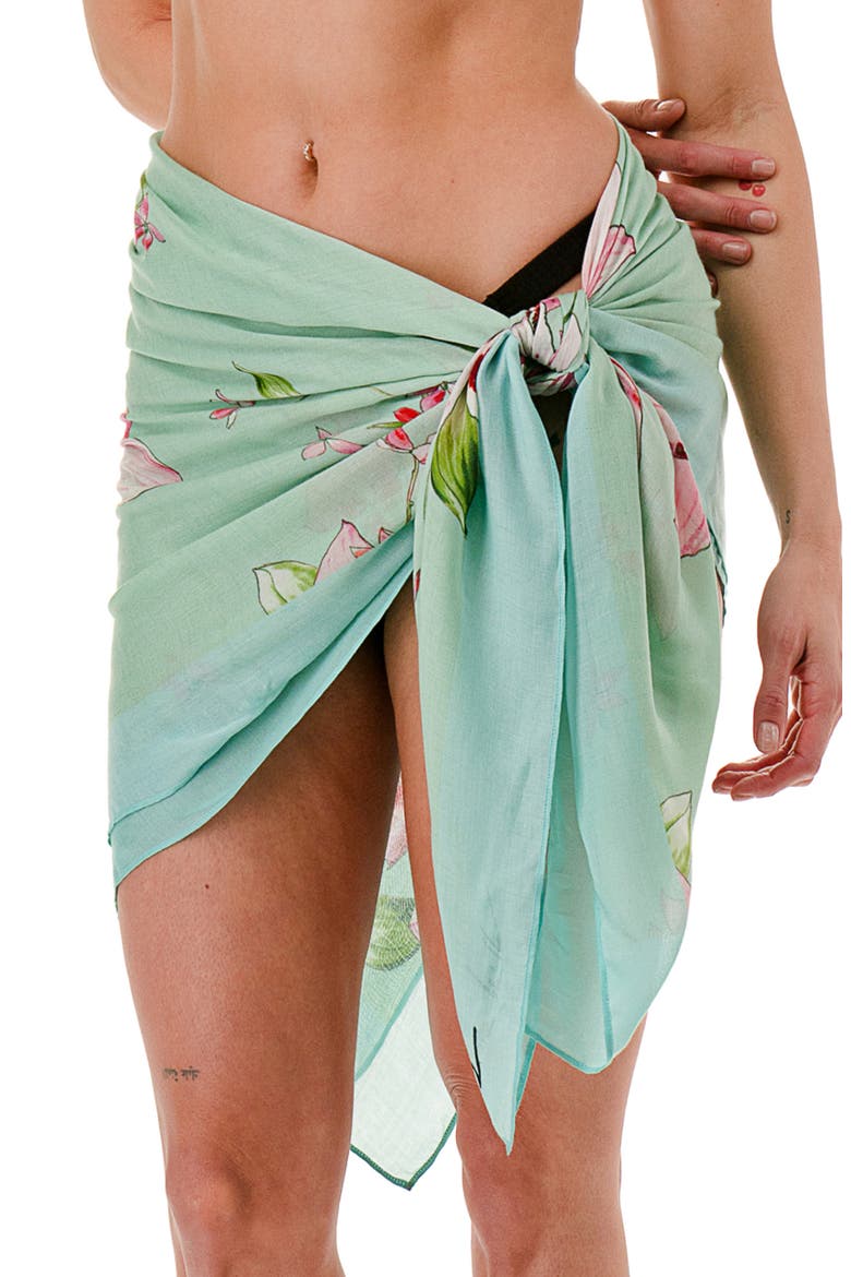 Floral Print Sarong, Alternate, color, BLUE