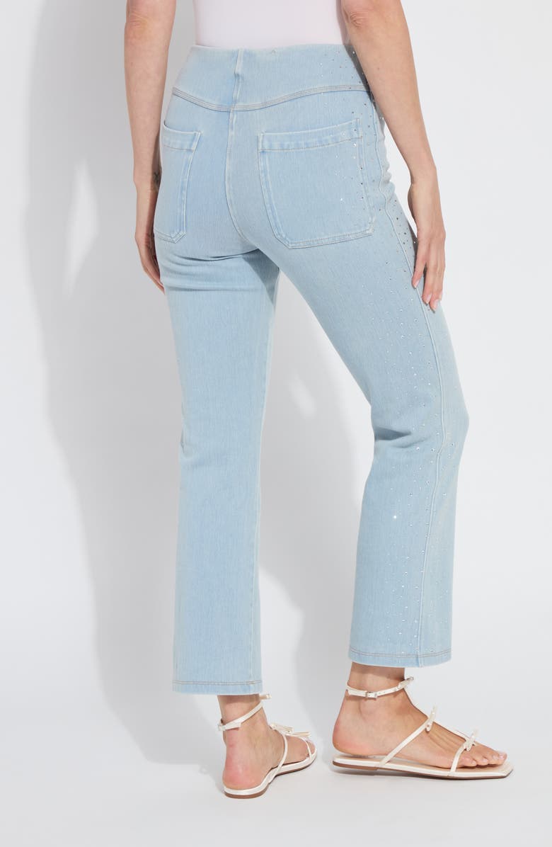Lysse Pull-On Crystal Embellished Baby Bootcut Ankle Jeans, Alternate, color, Tinted Blue