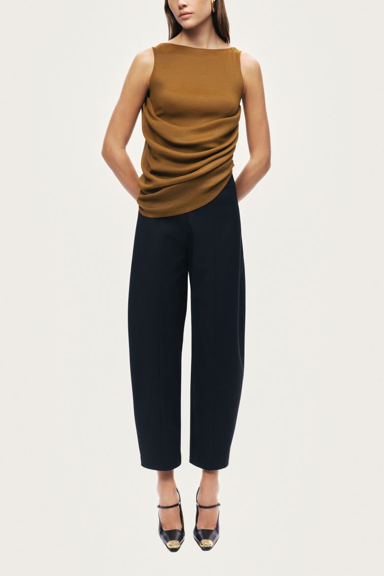 Draped Sleeveless Blouse, Alternate, color, Camel