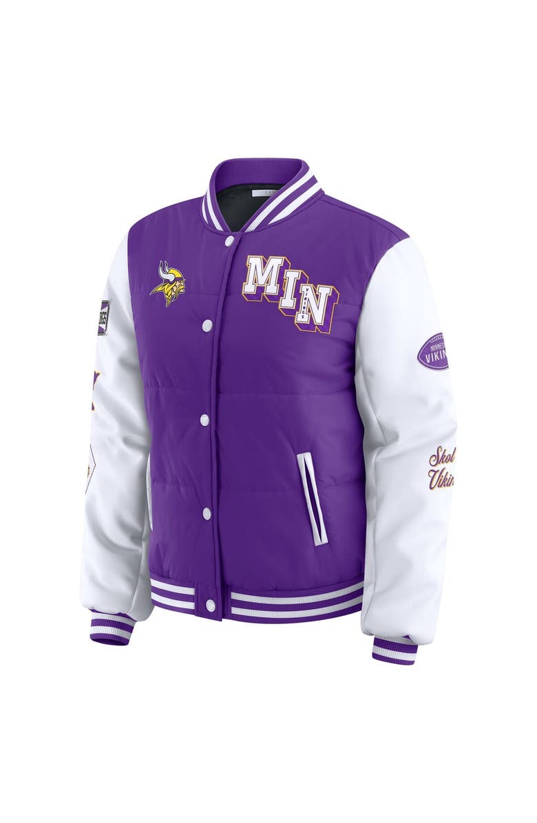 WEAR by Erin Andrews Women's WEAR by Erin Andrews Purple Minnesota Vikings Varsity Full-Snap Puffer Jacket, Alternate, color, Purple