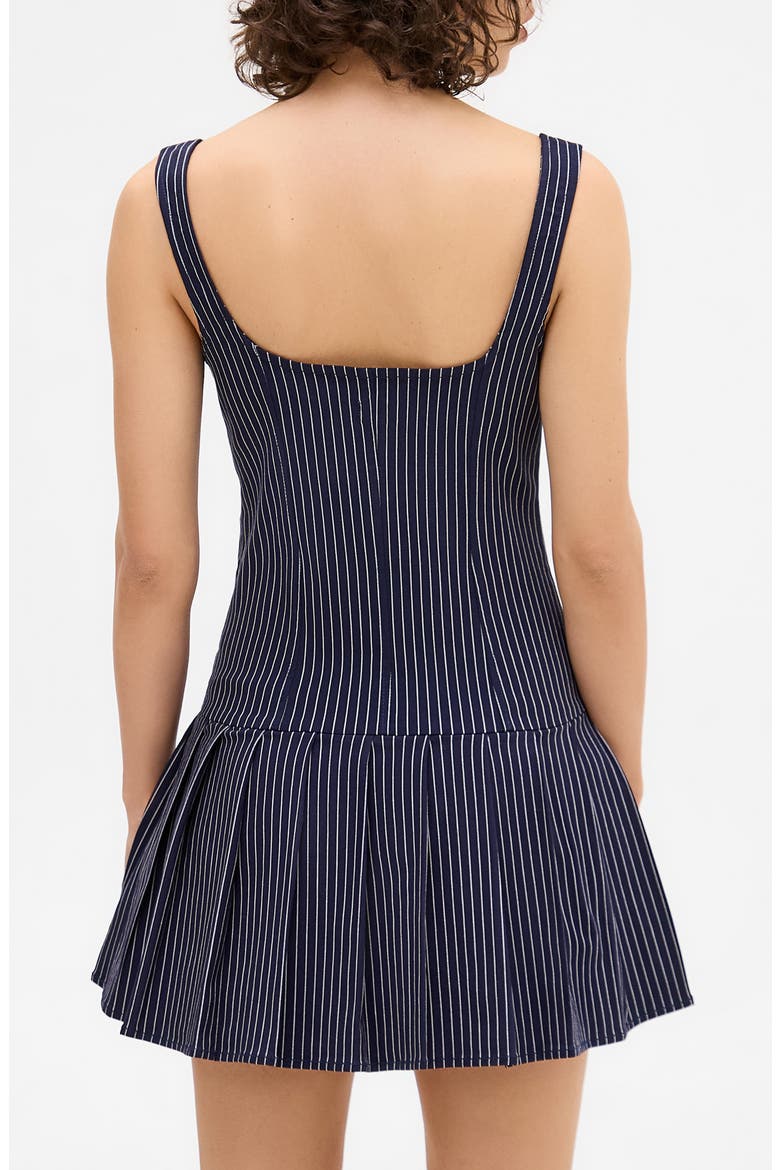 Pinstripe Pinafore Minidress, Alternate, color, BLUE