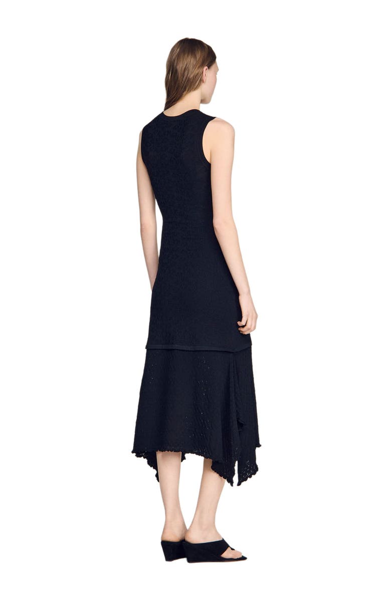SANDRO Fancy pointelle dress, Alternate, color, Black