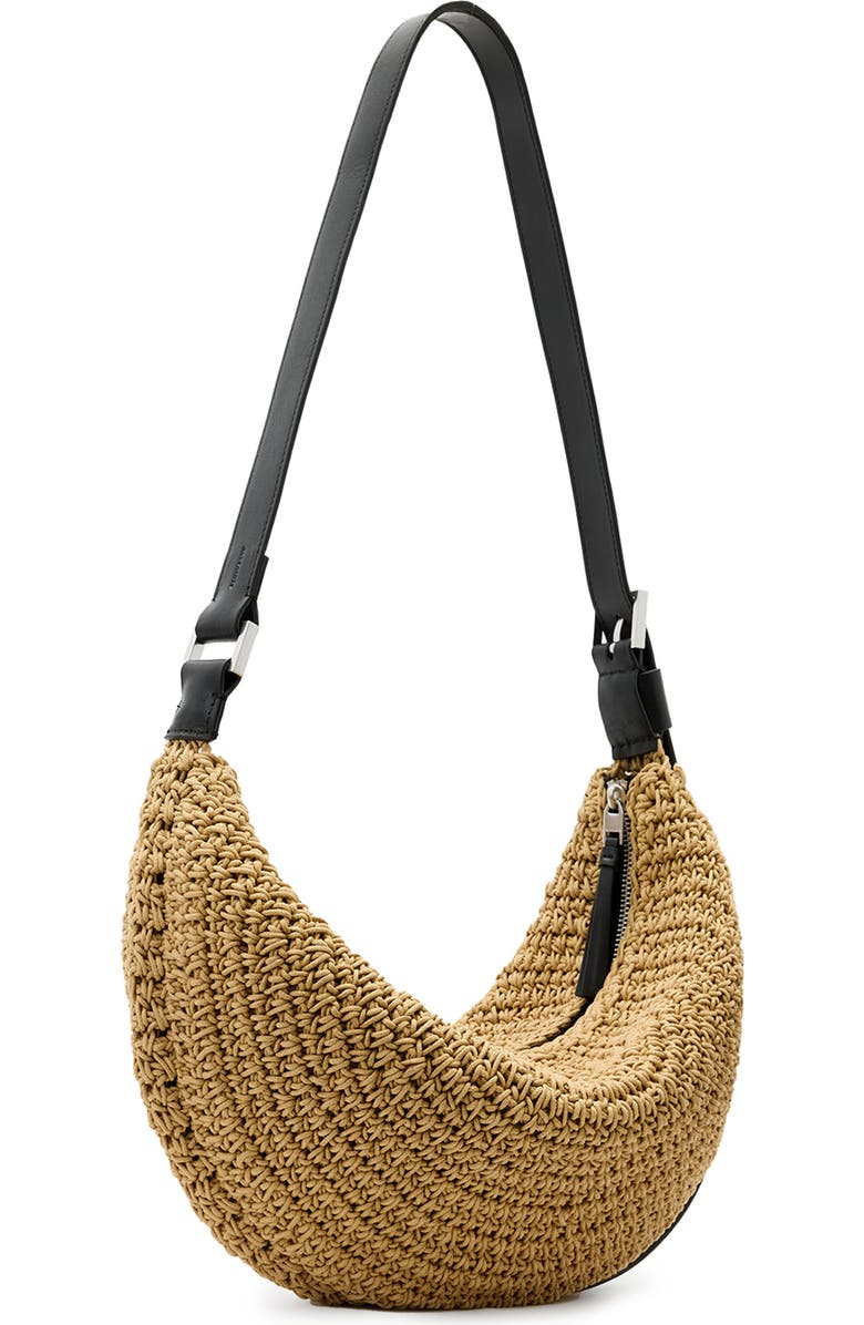 AllSaints Half Moon Knot Shoulder Bag, Alternate, color,