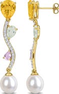 DELMAR Amethyst & Cultured Freshwater Pearl Drop Earrings