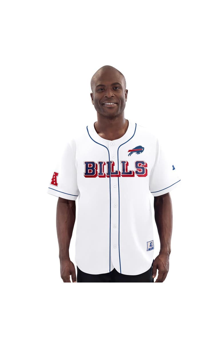 STARTER Men's Starter  White Buffalo Bills Relay Full-Button Baseball Jersey, Alternate, color, White