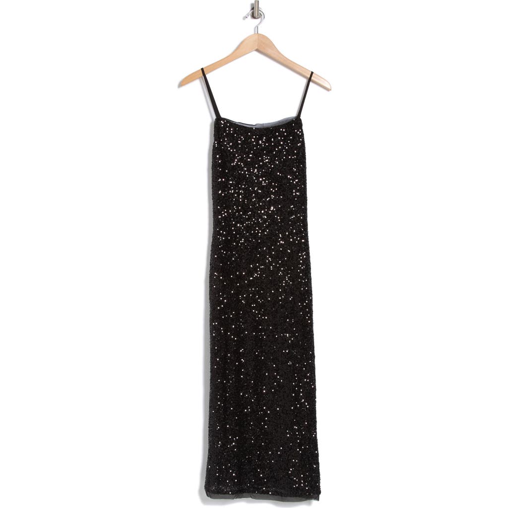 Know One Cares Sequin Bodycon Midi Dress In Black