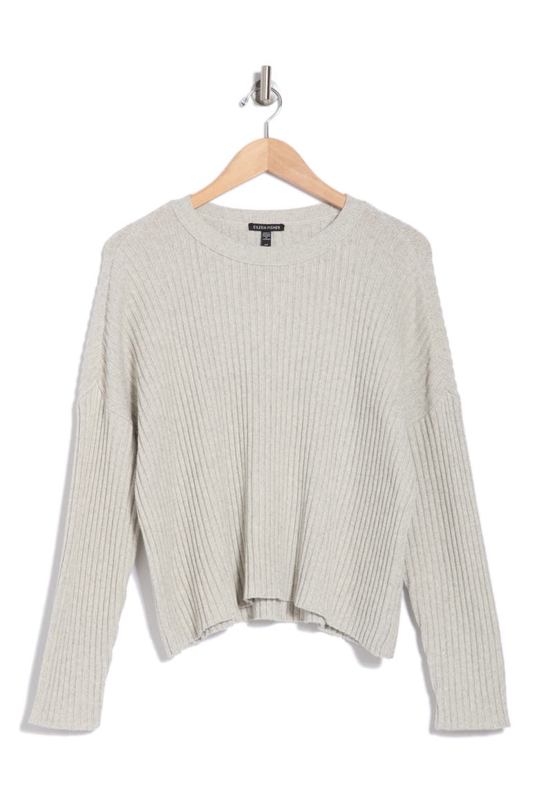 Organic Cotton Blend Rib Sweater, Alternate, color, SEA SALT