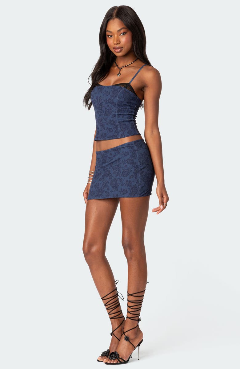 EDIKTED Amal Floral Miniskirt, Alternate, color, Navy