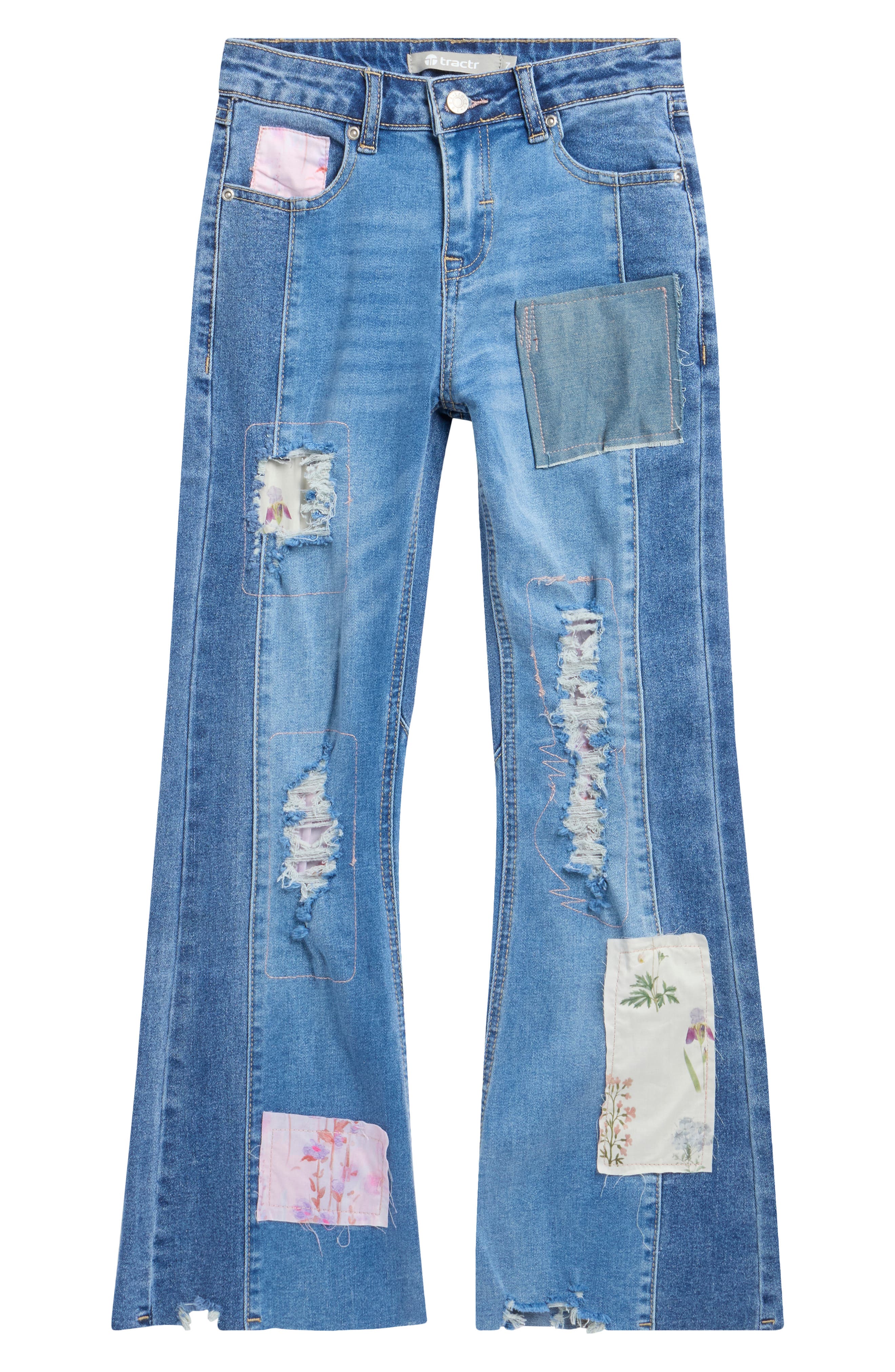 Tractr Kids' Mix Patchwork Flare Leg Jeans