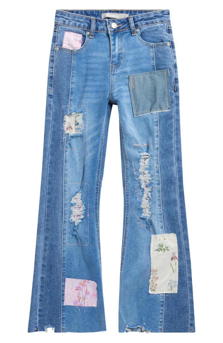 Tractr Kids' Mix Patchwork Flare Leg Jeans, Main, color, 