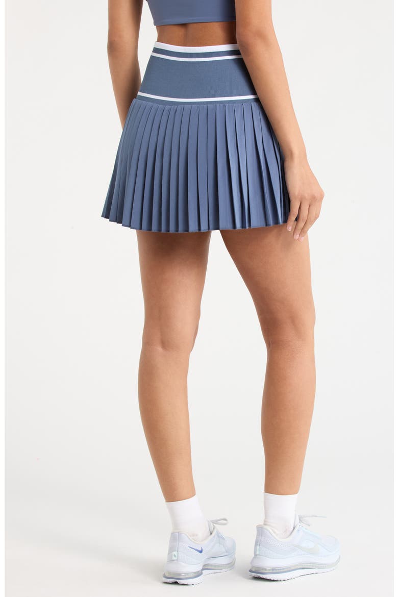 Mixed Media Pleated Sport Skirt, Alternate, color, BLUE VINTAGE