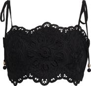 Zimmermann Rhiannon Guipure Lace Trim Cotton Crop Top