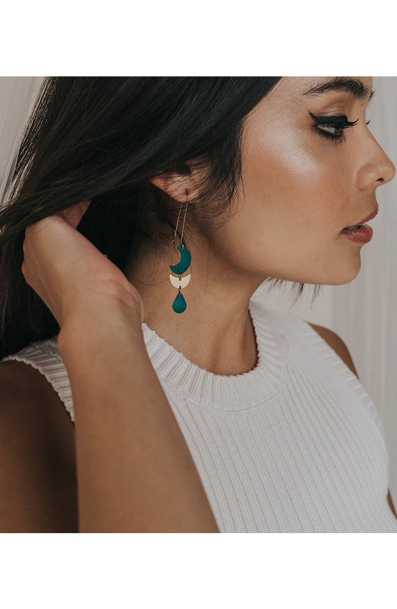 Matr Boomie Rajani Moon Phase Teal Drop Earrings, Alternate, color, Teal
