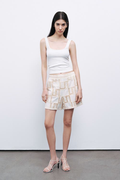 NOCTURNE NOCTURNE EMBROIDERED MINI SHORTS 