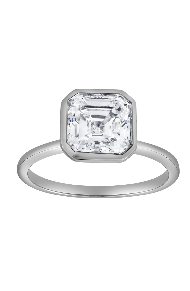 LuvMyJewelry Adele 3 Ct Asscher Lab Grown Diamond Bezel Engagement Ring, Main, color, 14K White Gold