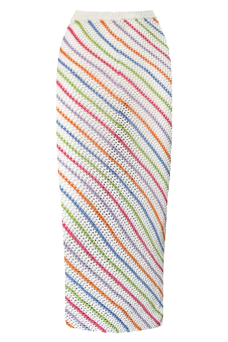 Bruna Stripe Crochet Cover-Up Skirt, Alternate, color, MULTICOLOR WHITE
