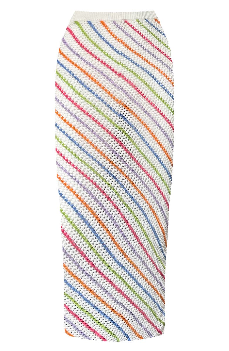 Capittana Bruna Stripe Crochet Cover-Up Skirt, Alternate, color, 