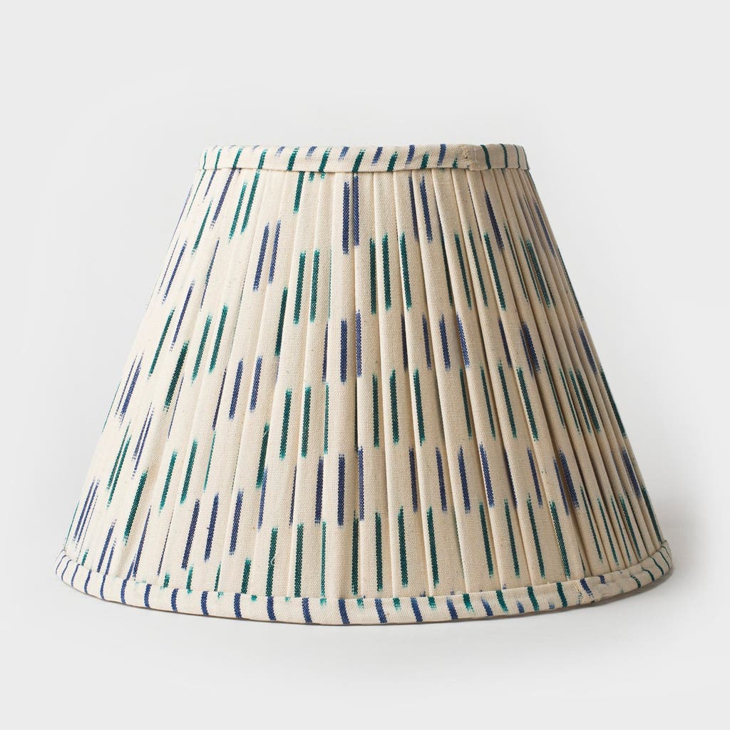 Mela Artisans Ikat Blue Pleated Lampshade In Beige