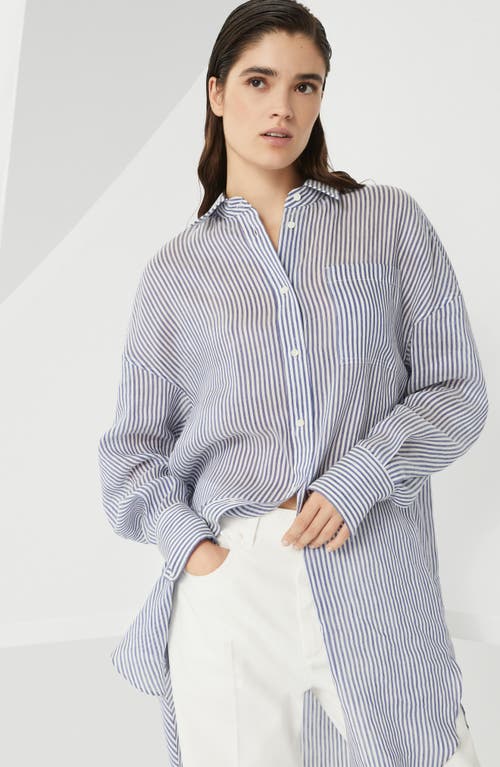 Brunello Cucinelli Long Shirt With Monili In Azure