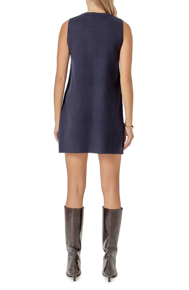 English Factory Stitch Detail Sleeveless Mini Sweater Dress, Alternate, color, Navy/ White