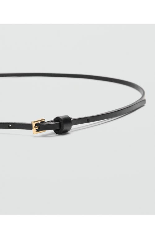 Mango Mini Leather Belt In Black