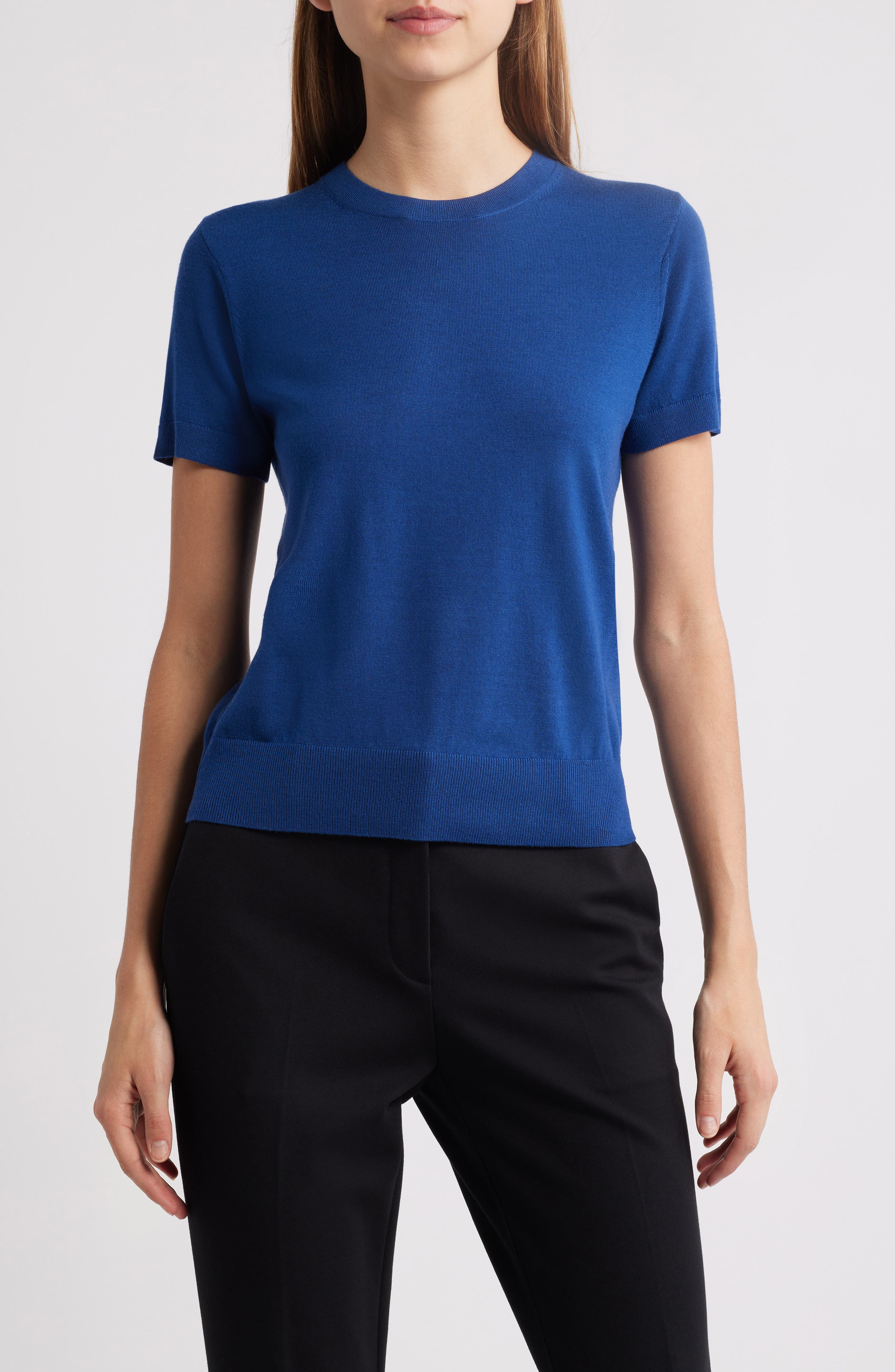 Theory P Regal Short Sleeve Wool Blend Sweater