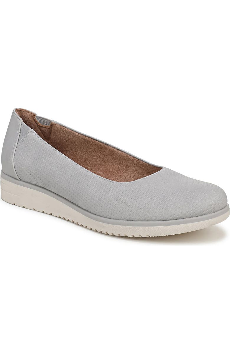SOUL NATURALIZER Idea Perforated Ballet Wedge Flat, Main, color, Grey Perforated Faux Leather