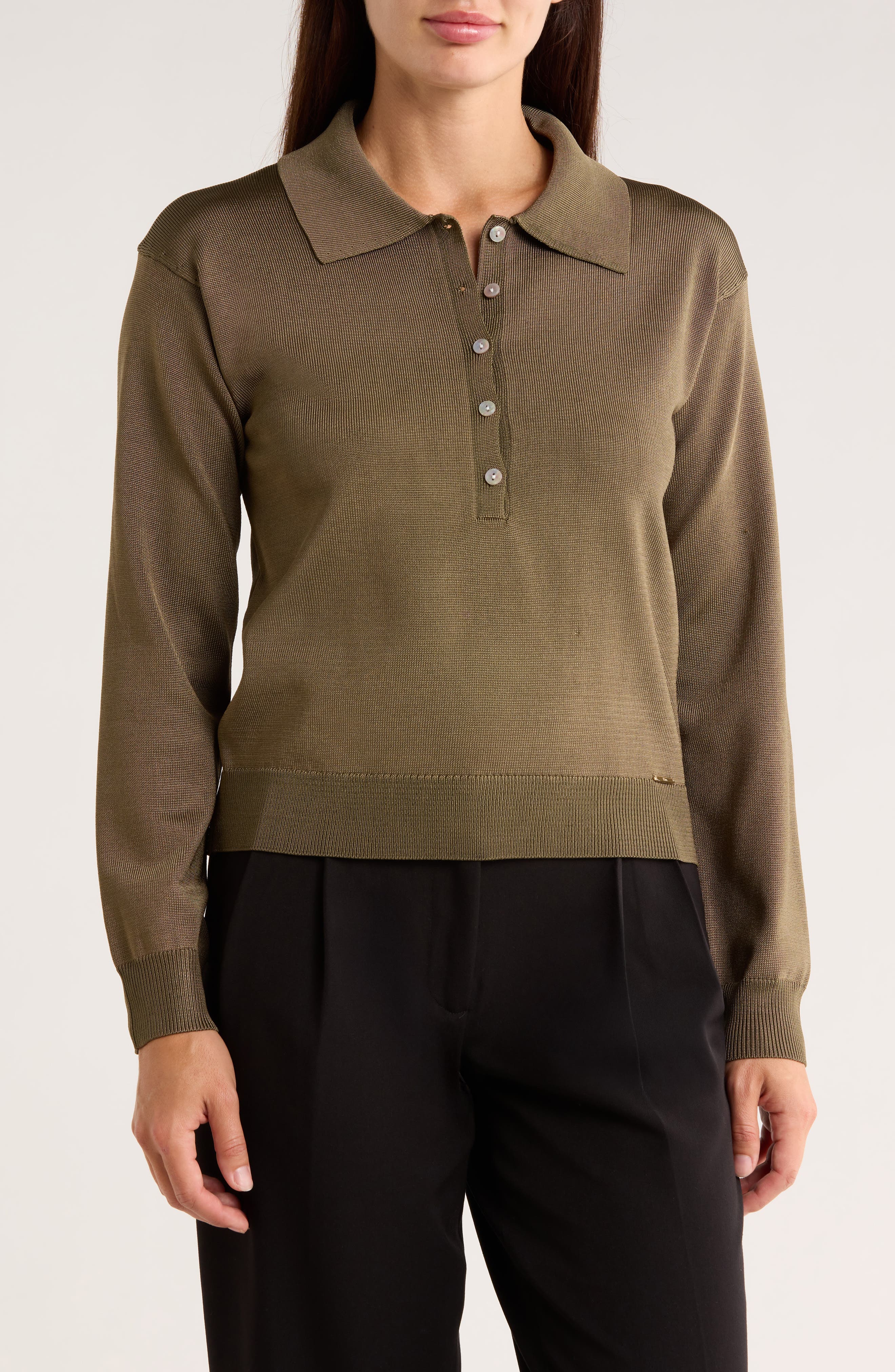 Solid Polo Sweater