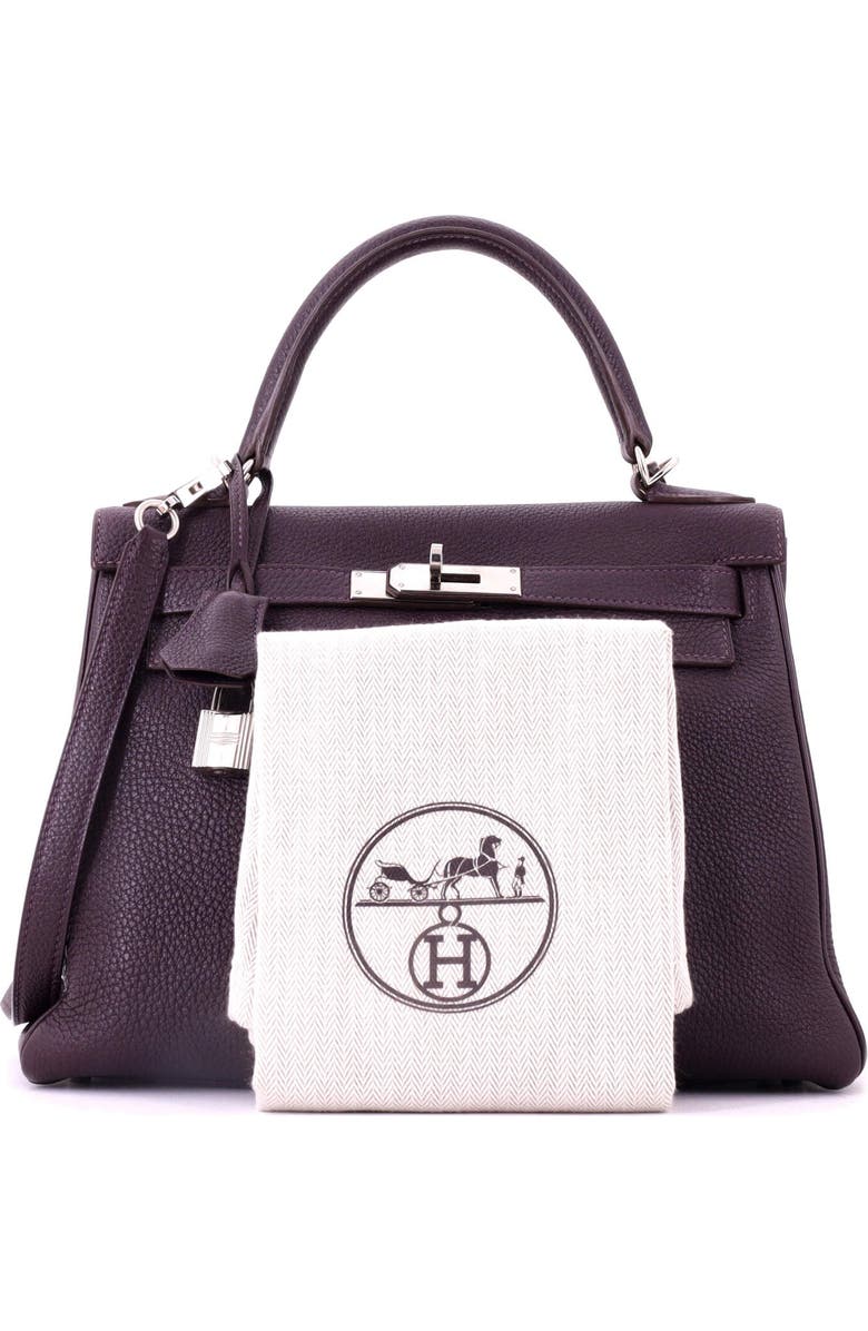 Pre-Owned Hermes Kelly Handbag Purple Togo with Palladium Hardware 28, Alternate, color, Raisin