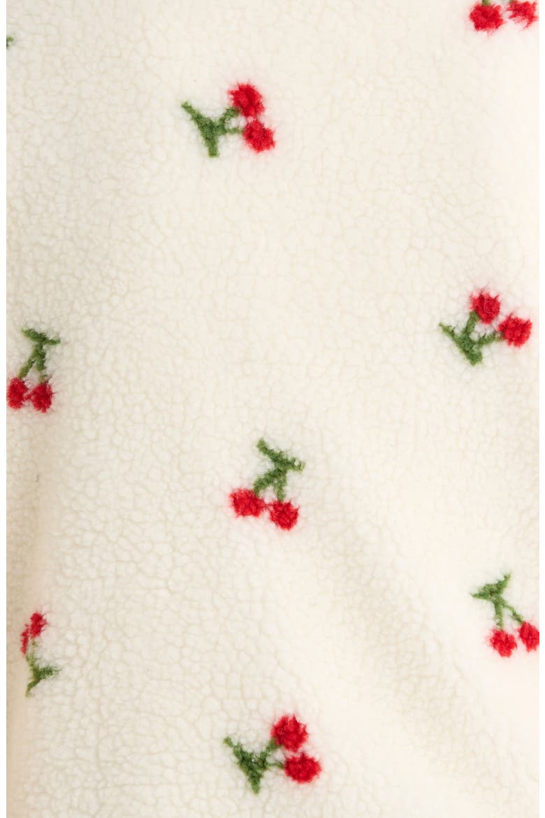 Cherry Print High Pile Fleece Jacket, Alternate, color, IVORY CHERRY