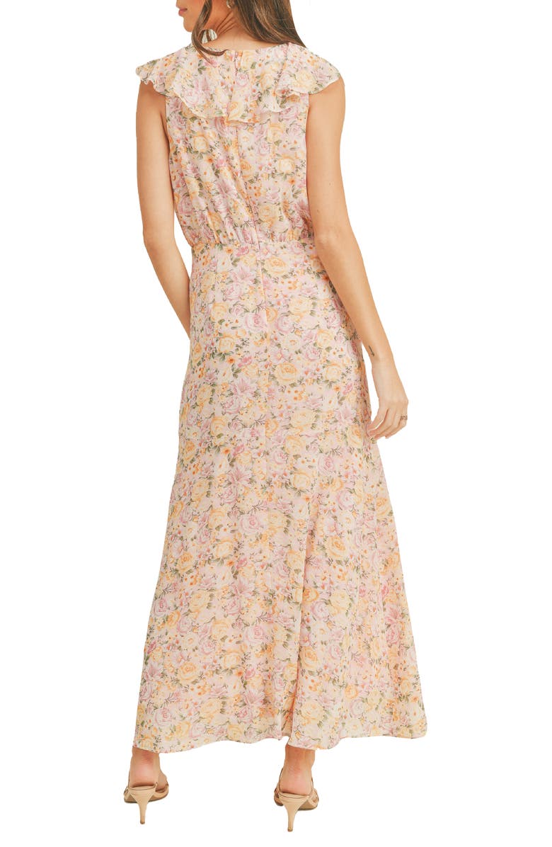 Lush Lace-Up Floral Print Maxi Dress, Alternate, color,