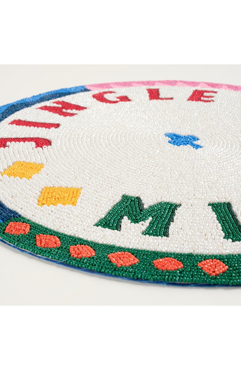 Zsa Zsa Zsu Dadri Beadded Placemat Jingle 14 In, Alternate, color, White