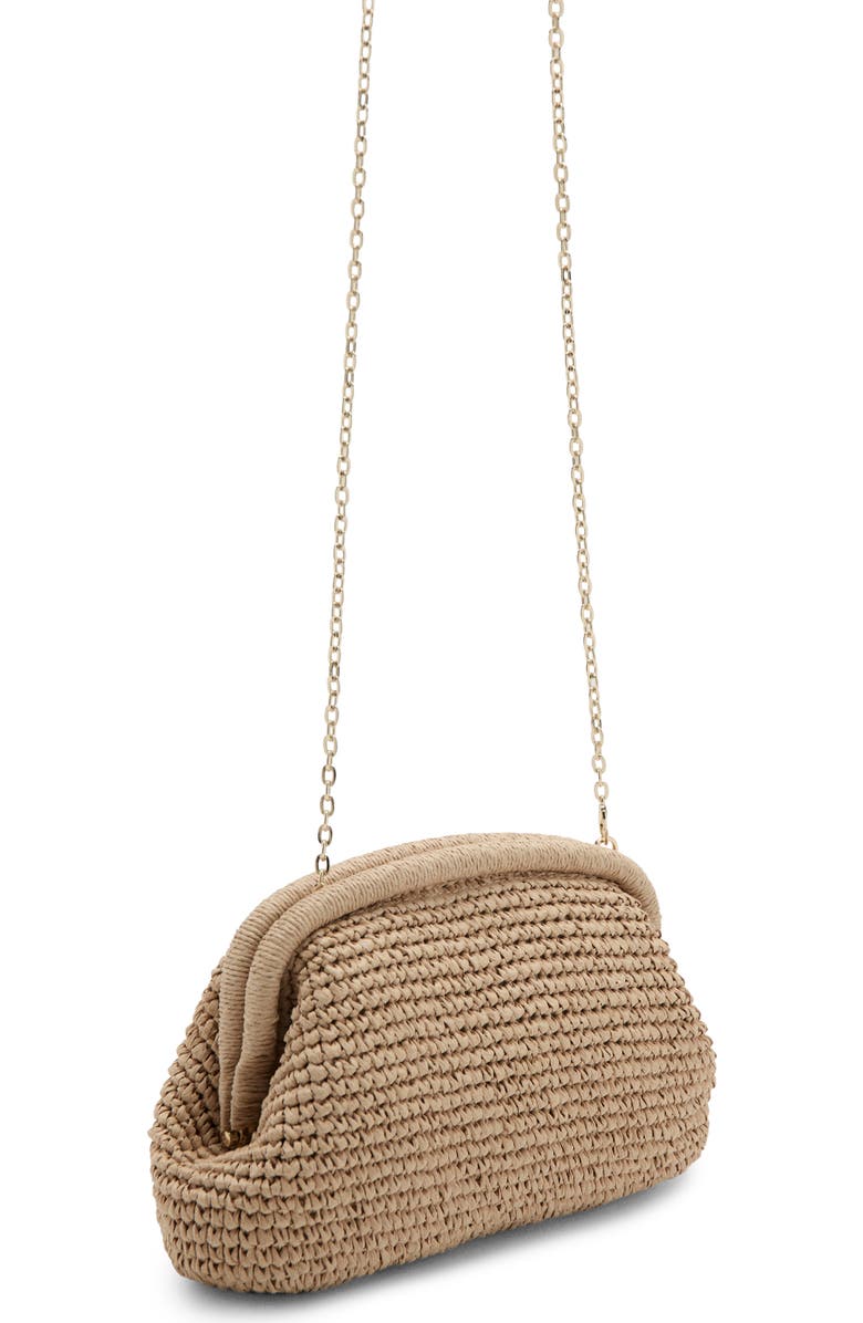 MANGO Natural Fiber Frame Clutch, Alternate, color, Beige